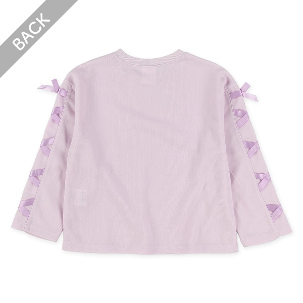 ポンチ転写レースアップ長袖Tシャツ