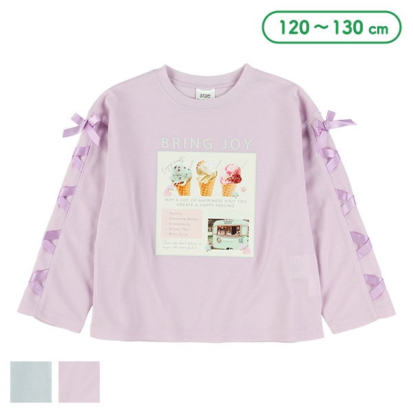 ポンチ転写レースアップ長袖Tシャツ