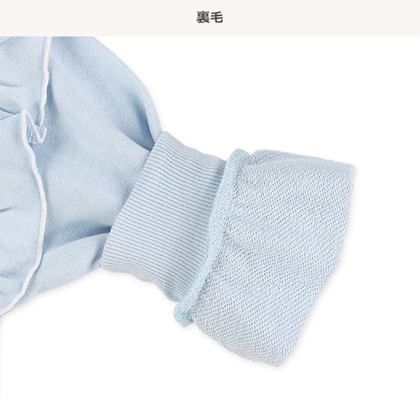 裏毛肩フリルロゴ刺繍トレーナー