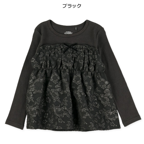 ふくれジャガード切り替えビスチェレイヤード風長袖Tシャツ