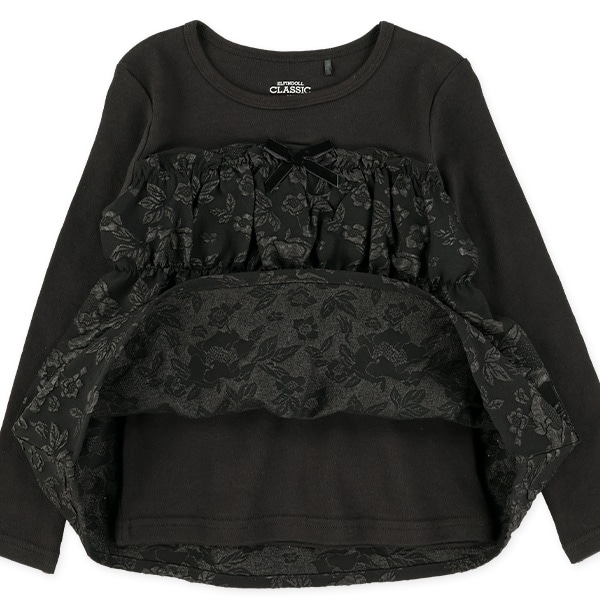ふくれジャガード切り替えビスチェレイヤード風長袖Tシャツ