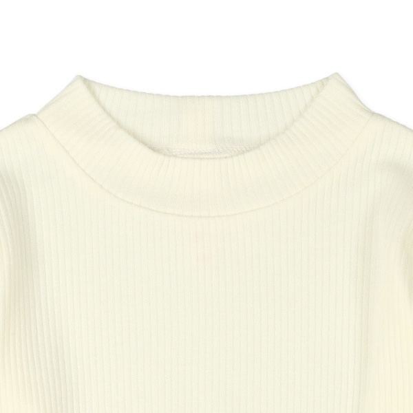 肩フリルスムースハイネック長袖Tシャツ