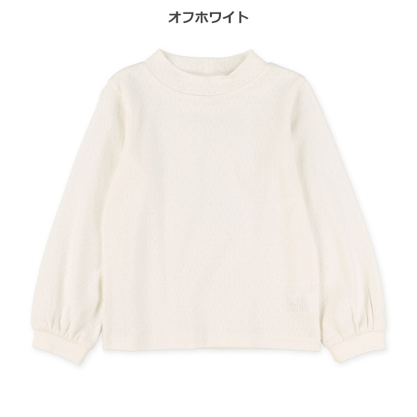 パターンメッシュハイネック長袖Tシャツ