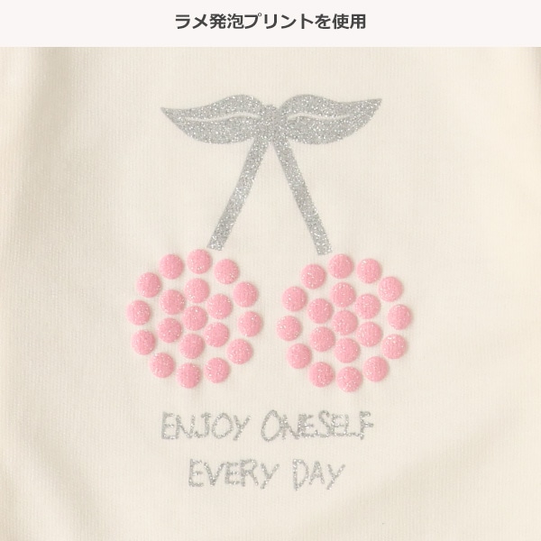 ミニ裏毛ラメ発泡袖ブロードレイヤード風長袖Ｔシャツ