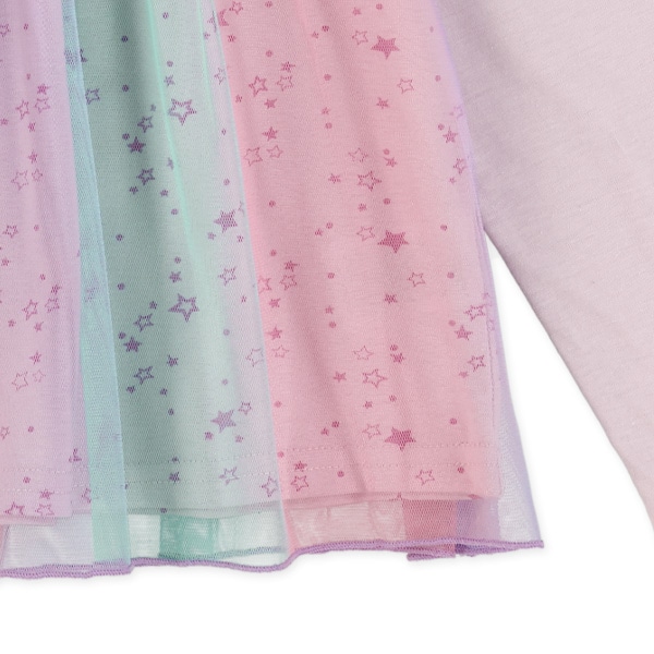 チュール付き星柄レイヤード風長袖Tシャツ