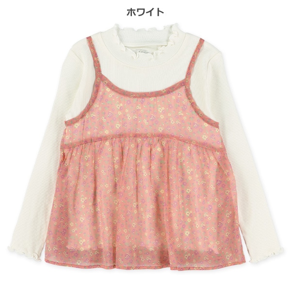 花柄キャミレイヤード風長袖Tシャツ