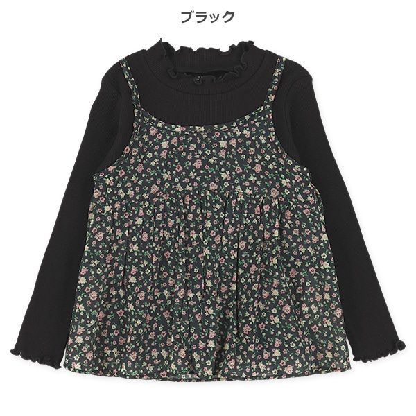 花柄キャミレイヤード風長袖Tシャツ