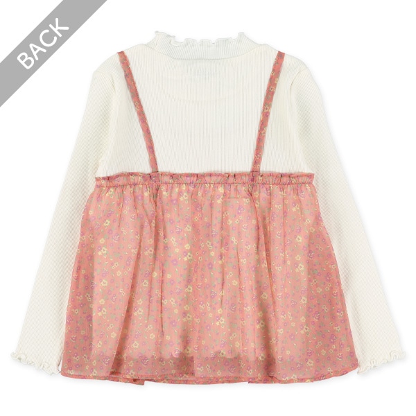 花柄キャミレイヤード風長袖Tシャツ