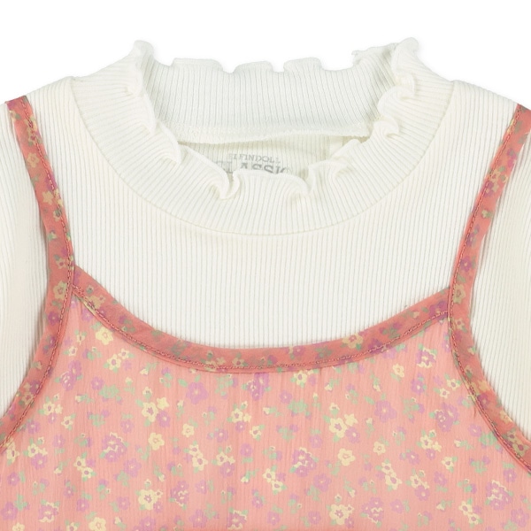 花柄キャミレイヤード風長袖Tシャツ