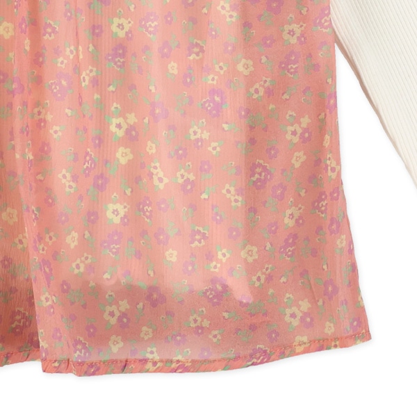 花柄キャミレイヤード風長袖Tシャツ