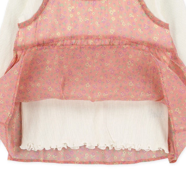 花柄キャミレイヤード風長袖Tシャツ