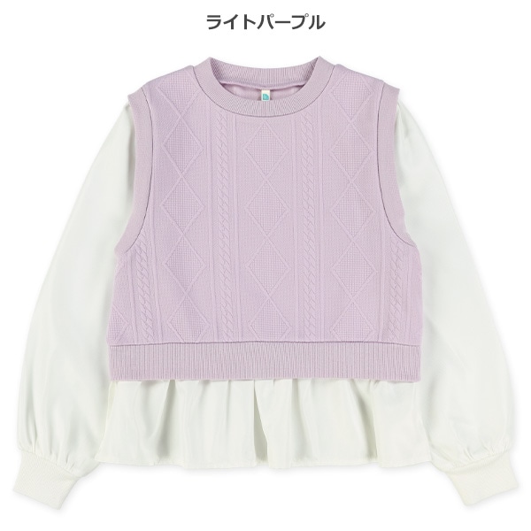 ジャガードベストレイヤード風長袖ブラウス