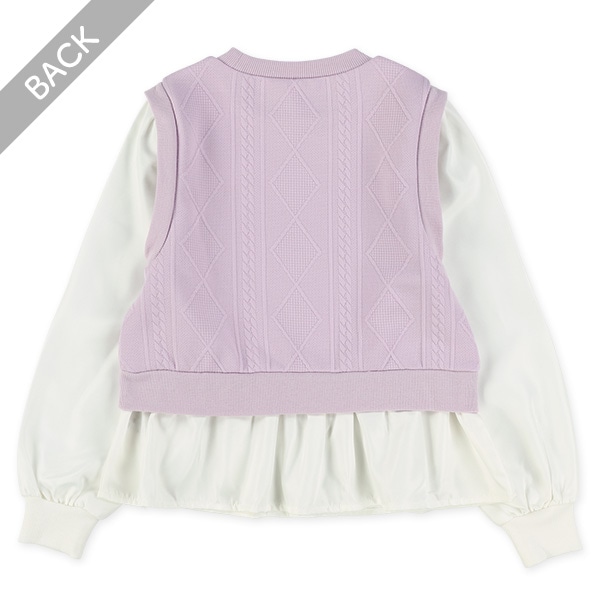 ジャガードベストレイヤード風長袖ブラウス