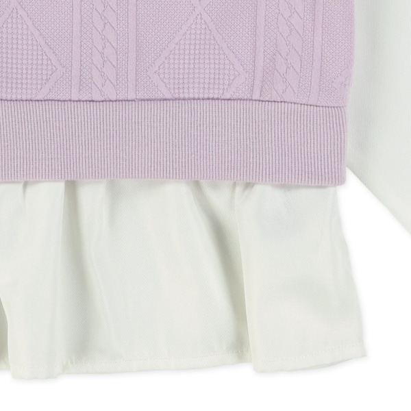 ジャガードベストレイヤード風長袖ブラウス