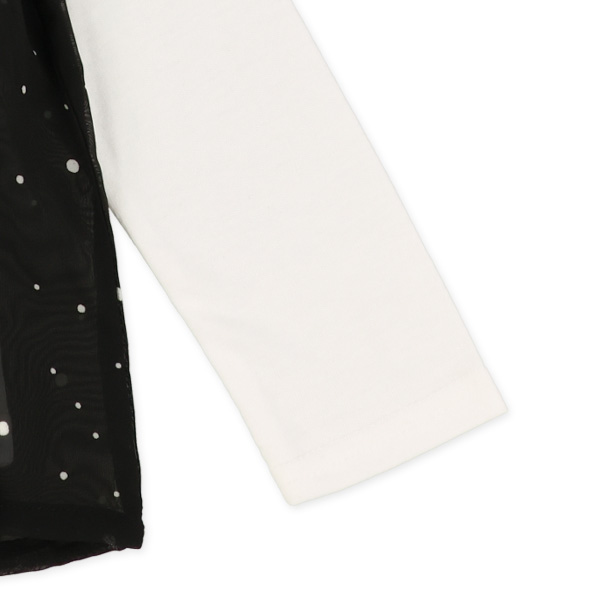 ドットシフォンキャミレイヤード風長袖Tシャツ