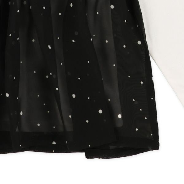 ドットシフォンキャミレイヤード風長袖Tシャツ