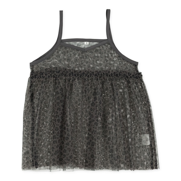 ヒョウ柄チュールキャミソール&長袖Tシャツセット