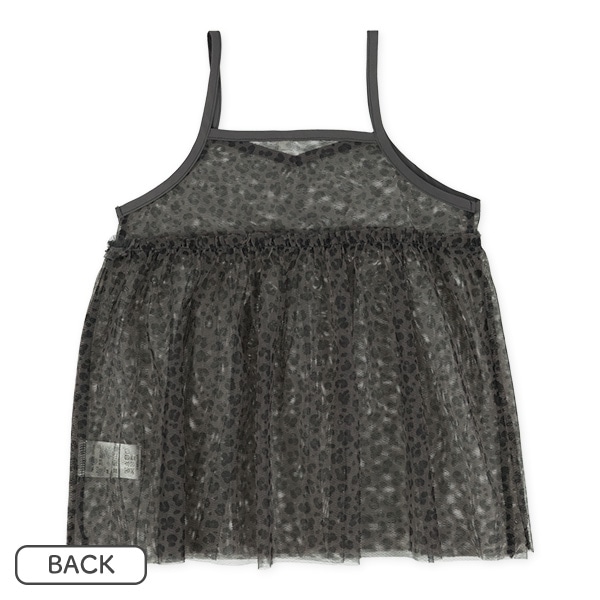 ヒョウ柄チュールキャミソール&長袖Tシャツセット