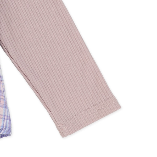 チェックアシンメトリーキャミドッキング長袖Tシャツ