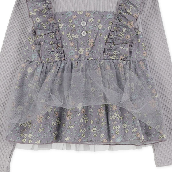 花柄エプロンドッキング長袖Tシャツ