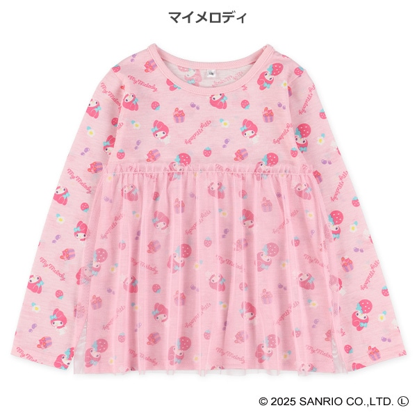 チュール付き長袖Tシャツ（マイメロディ・クロミ）