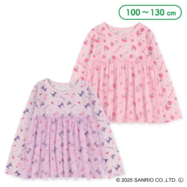 チュール付き長袖Tシャツ（マイメロディ・クロミ）