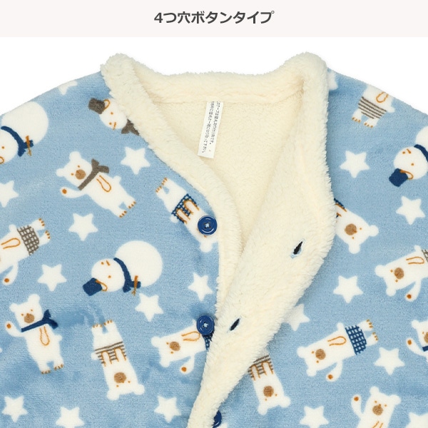 マイクロフリース裏ボアロングポンチョ（雪だるま）