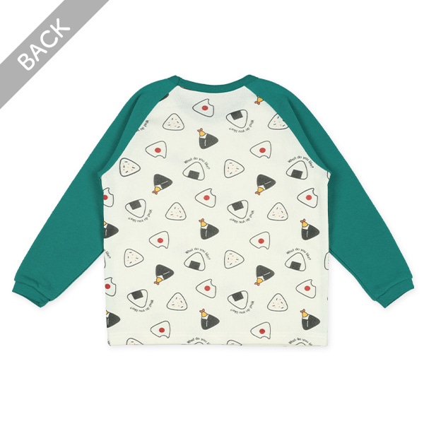 腹巻付き裏起毛ラグラン長袖パジャマ（おにぎり）