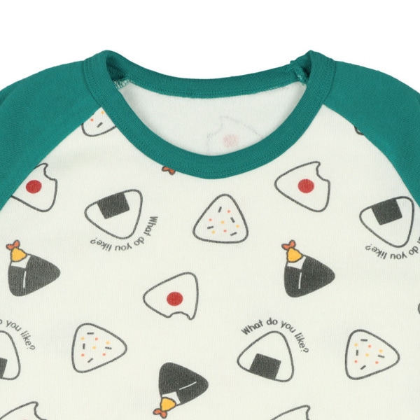 腹巻付き裏起毛ラグラン長袖パジャマ（おにぎり）