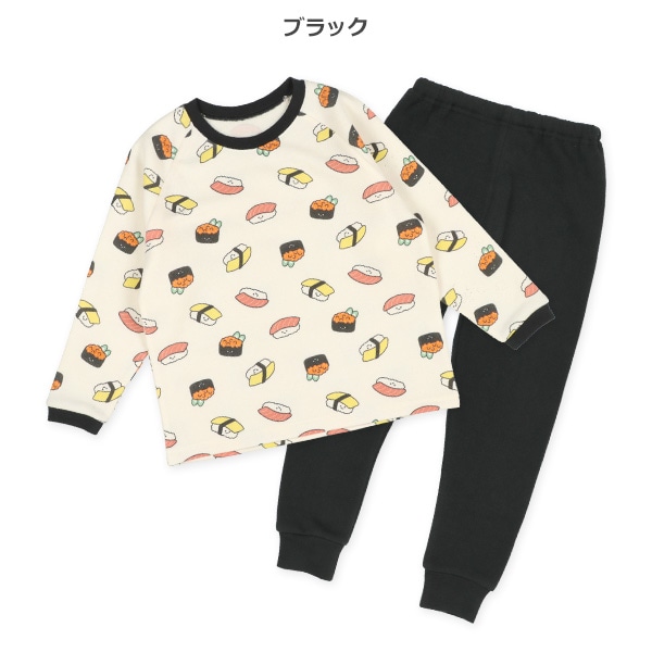 裏起毛ラグラン長袖パジャマ（お寿司）