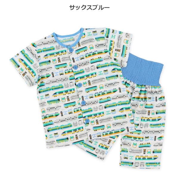 腹巻付き前開き半袖パジャマ（電車）