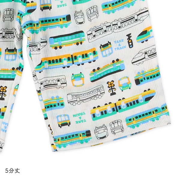 腹巻付き前開き半袖パジャマ（電車）