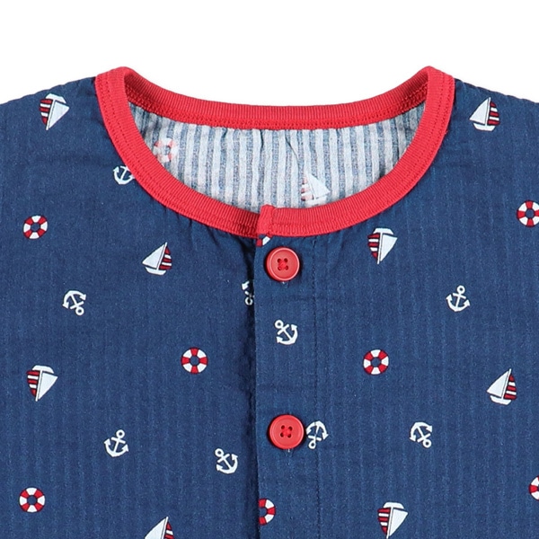 前開き半袖パジャマ（マリン柄）