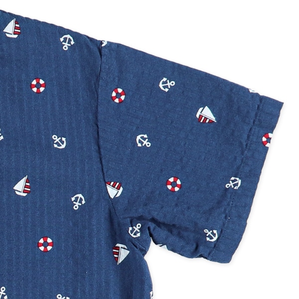 前開き半袖パジャマ（マリン柄）