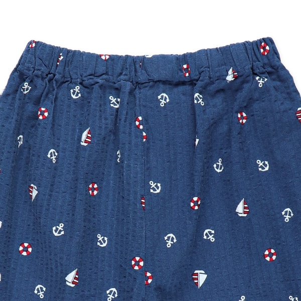 前開き半袖パジャマ（マリン柄）