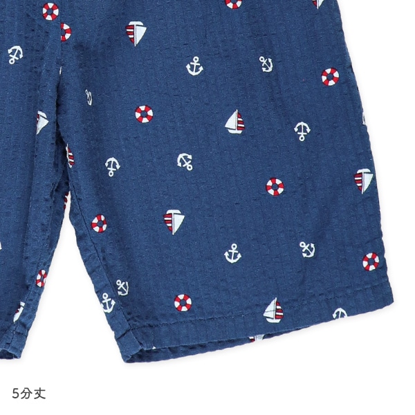 前開き半袖パジャマ（マリン柄）