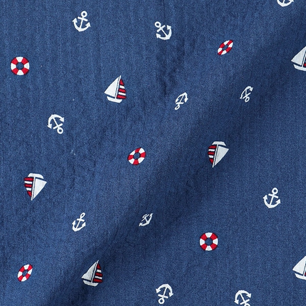 前開き半袖パジャマ（マリン柄）