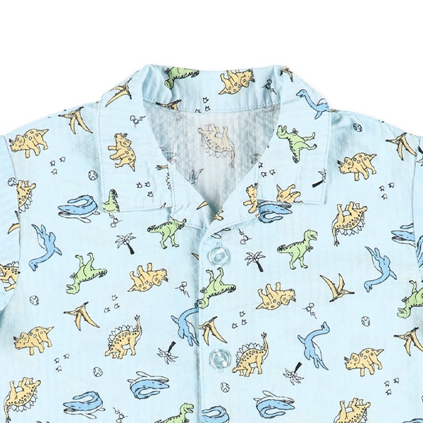 前開き半袖パジャマ（恐竜総柄）