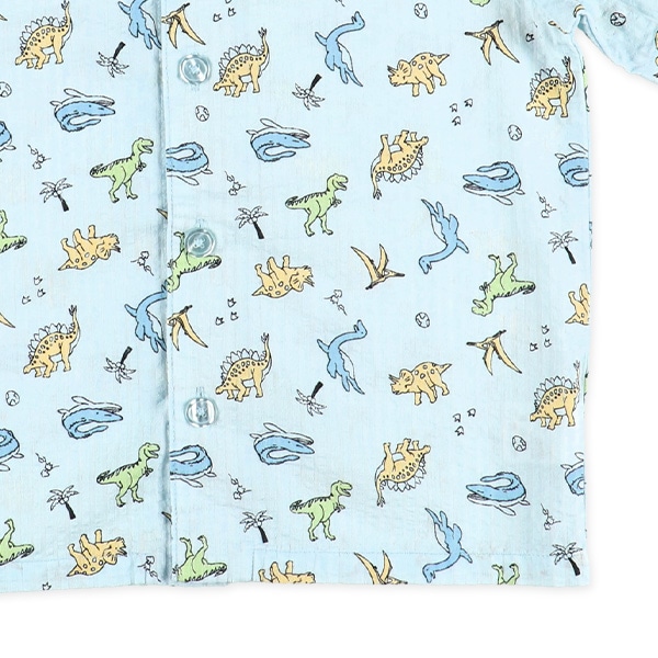 前開き半袖パジャマ（恐竜総柄）