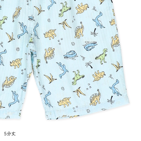 前開き半袖パジャマ（恐竜総柄）