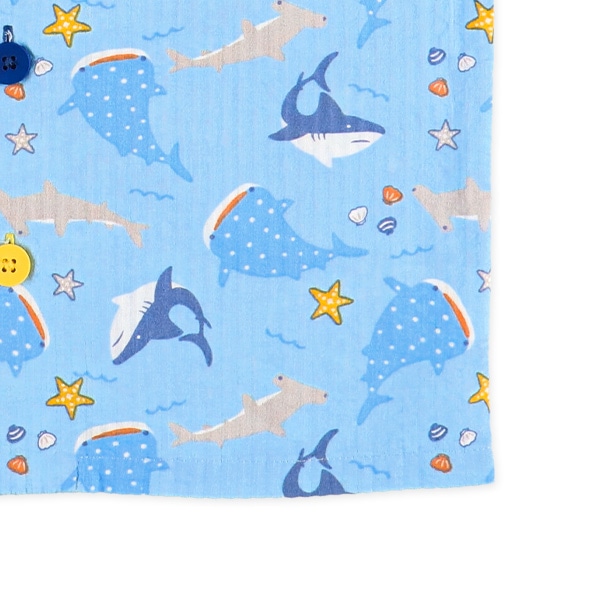 前開きおけいこ半袖パジャマ（サメ総柄）