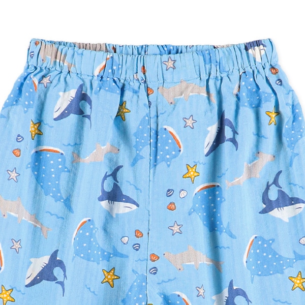 前開きおけいこ半袖パジャマ（サメ総柄）