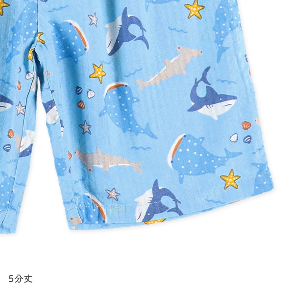 前開きおけいこ半袖パジャマ（サメ総柄）