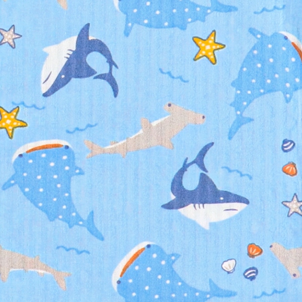 前開きおけいこ半袖パジャマ（サメ総柄）