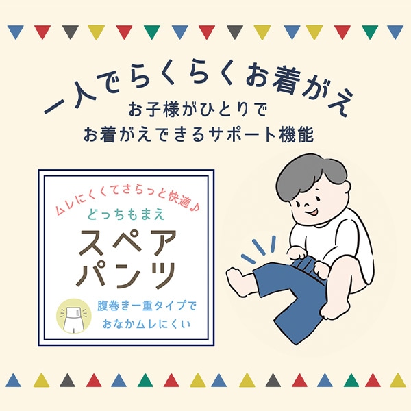 2枚組腹巻付きどっちもまえワッフルスペアパンツ（ボーダー・月）