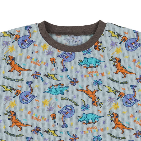 ワッフル半袖パジャマ（恐竜総柄）