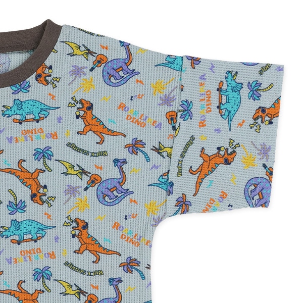 ワッフル半袖パジャマ（恐竜総柄）