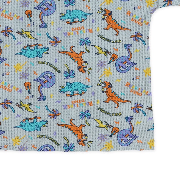 ワッフル半袖パジャマ（恐竜総柄）