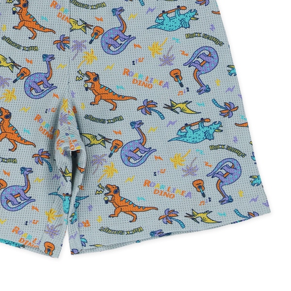 ワッフル半袖パジャマ（恐竜総柄）