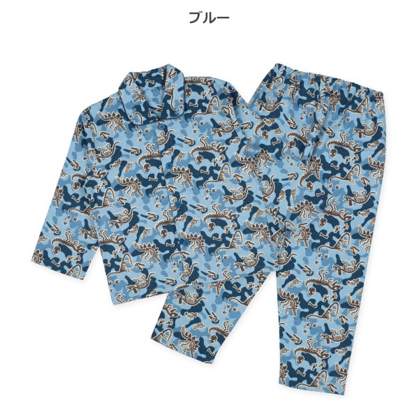 前開き長袖パジャマ（恐竜迷彩総柄）